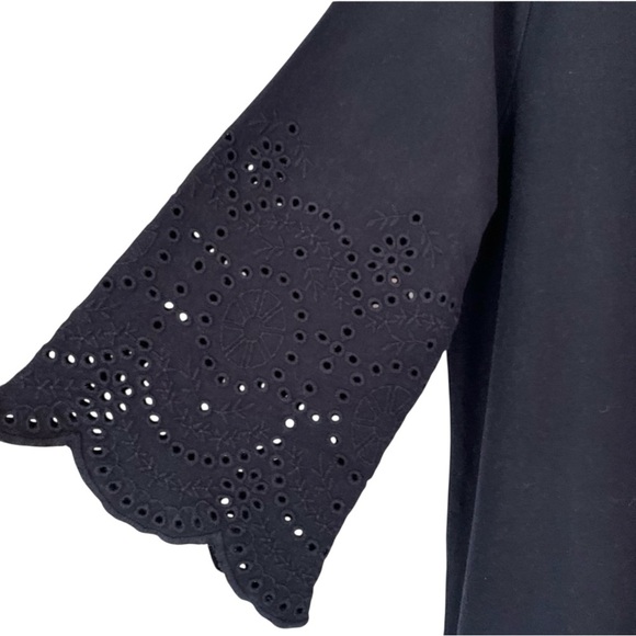 J. Jill women's 'Pacific' navy shift dress with eyelet trim sz small - Picture 3 of 8